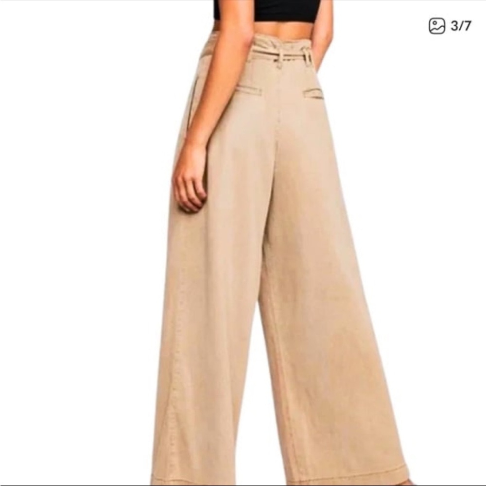 Free People wide-leg, belt/tie-waist utility pants